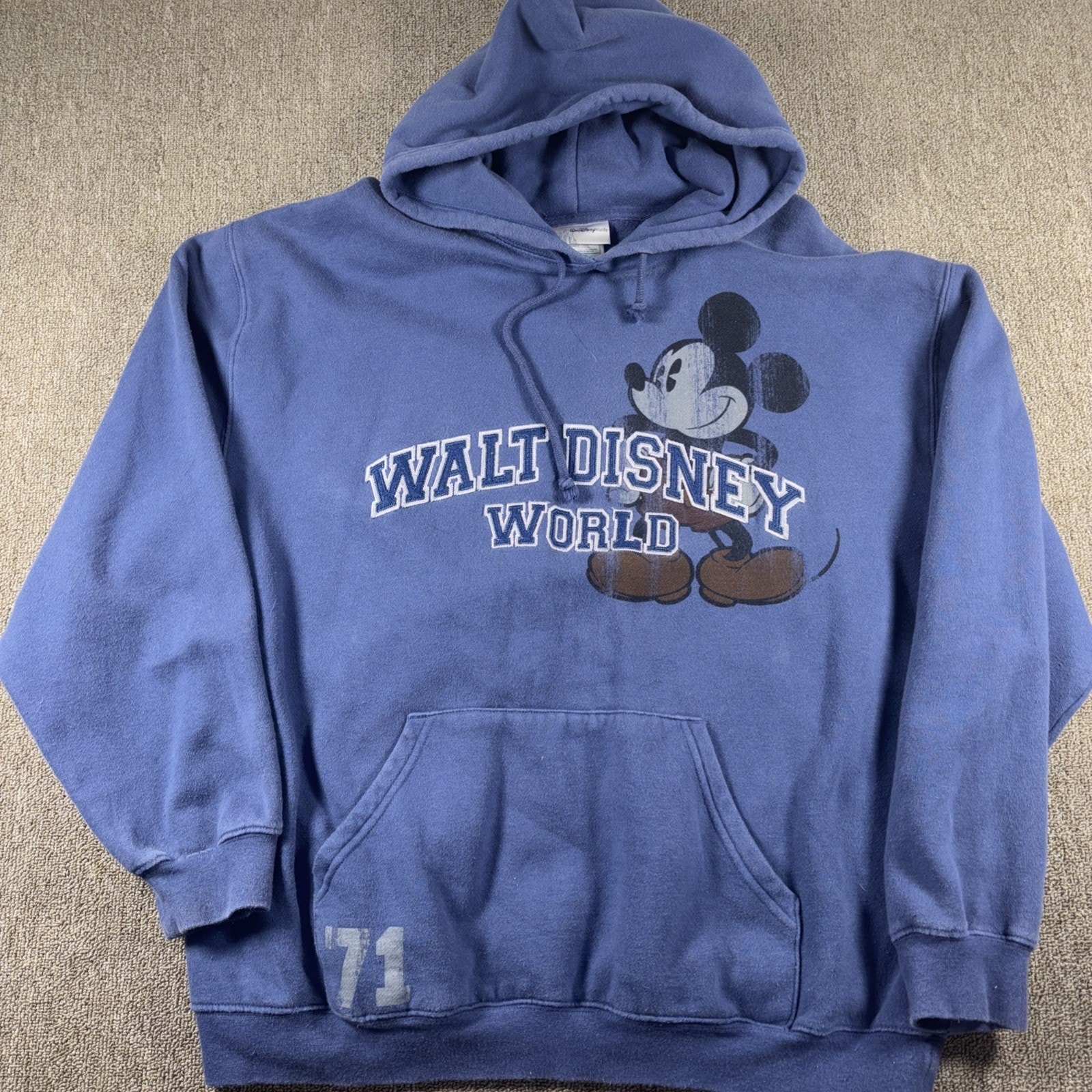 Vintage 90s Walt Disney World Pullover Mickey Mouse Blue Large Stitched Letters